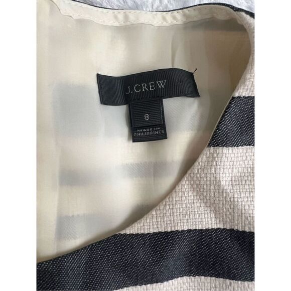 J. Crew Womens Blue & Cream Striped Knee Length Cap Sleeve Sheath Dress Size 8 - Picture 7 of 11